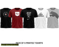 Unisex Stitched Jersey Printed T-Shirts, Pack Of 5